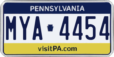 PA license plate MYA4454