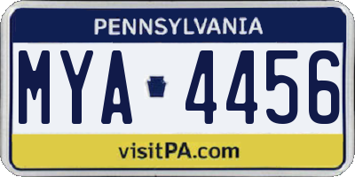 PA license plate MYA4456