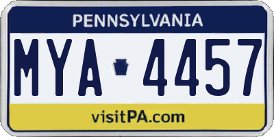 PA license plate MYA4457