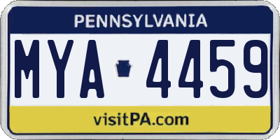 PA license plate MYA4459