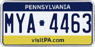 PA license plate MYA4463