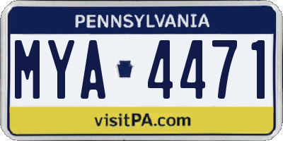 PA license plate MYA4471