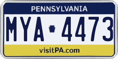 PA license plate MYA4473