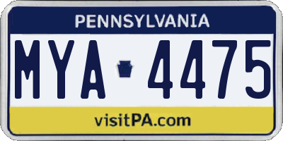 PA license plate MYA4475