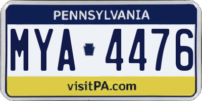 PA license plate MYA4476