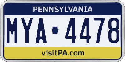 PA license plate MYA4478