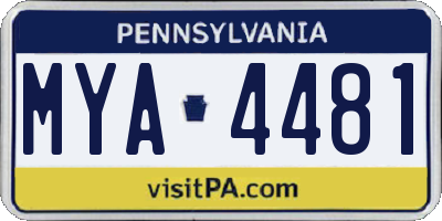 PA license plate MYA4481