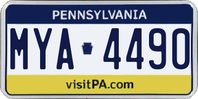 PA license plate MYA4490
