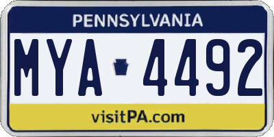 PA license plate MYA4492