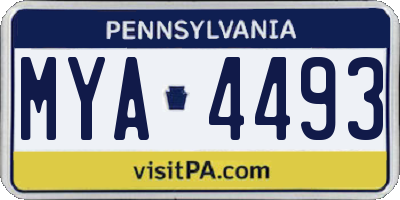 PA license plate MYA4493