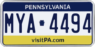 PA license plate MYA4494