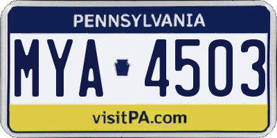 PA license plate MYA4503