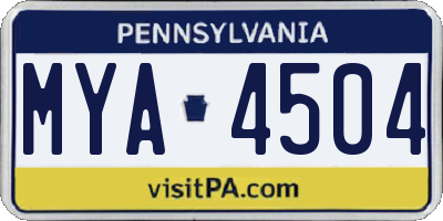 PA license plate MYA4504