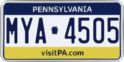 PA license plate MYA4505