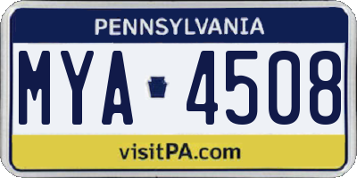 PA license plate MYA4508