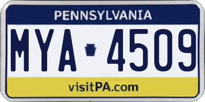PA license plate MYA4509