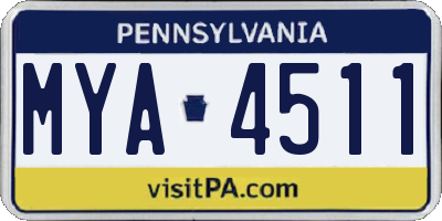 PA license plate MYA4511