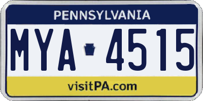 PA license plate MYA4515