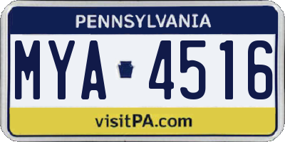 PA license plate MYA4516