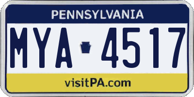 PA license plate MYA4517