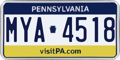 PA license plate MYA4518