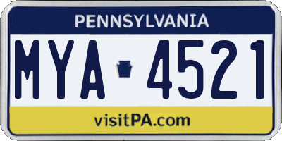 PA license plate MYA4521