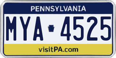PA license plate MYA4525