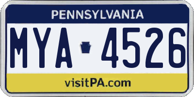 PA license plate MYA4526
