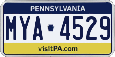 PA license plate MYA4529
