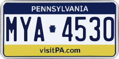 PA license plate MYA4530