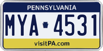 PA license plate MYA4531