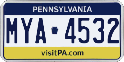 PA license plate MYA4532