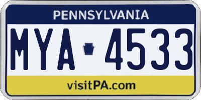 PA license plate MYA4533
