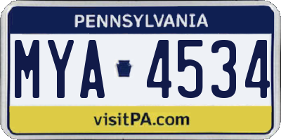 PA license plate MYA4534