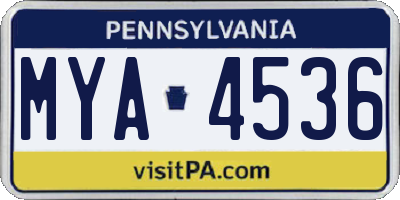 PA license plate MYA4536