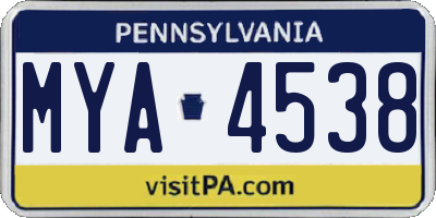 PA license plate MYA4538
