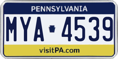 PA license plate MYA4539