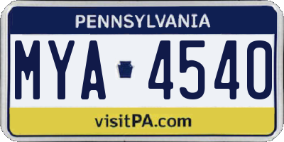 PA license plate MYA4540