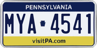 PA license plate MYA4541