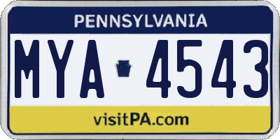 PA license plate MYA4543