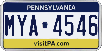 PA license plate MYA4546