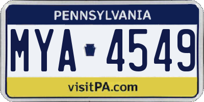 PA license plate MYA4549