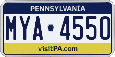 PA license plate MYA4550