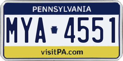 PA license plate MYA4551