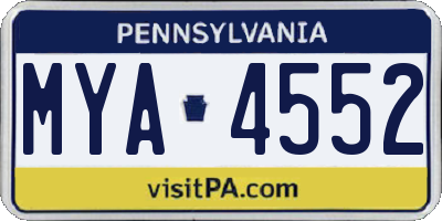 PA license plate MYA4552