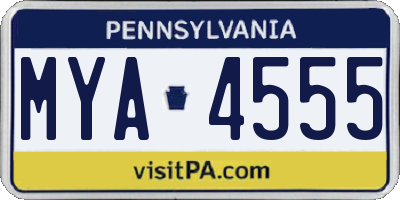 PA license plate MYA4555