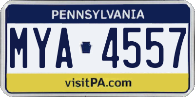 PA license plate MYA4557