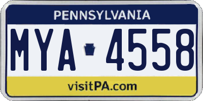 PA license plate MYA4558