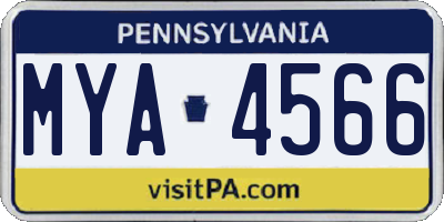 PA license plate MYA4566