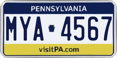 PA license plate MYA4567